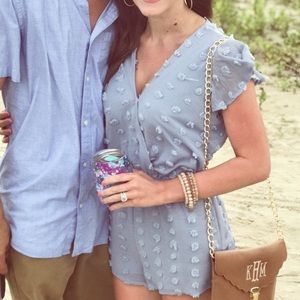 Blue Swiss Dot Romper